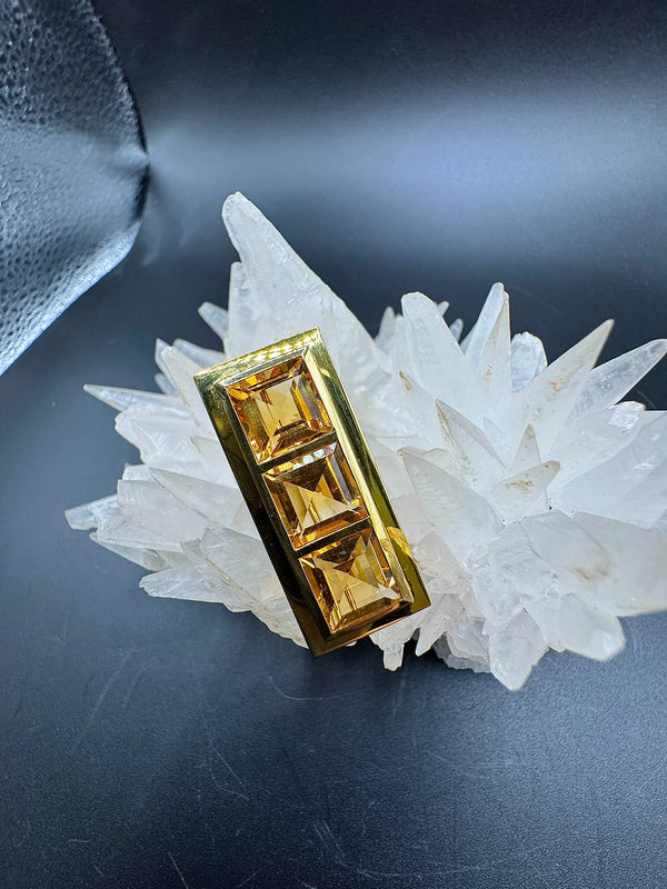 Stilvolle Fries Arauner Brosche in 18 Karat Gelbgold mit Citrinen - Handarbeit