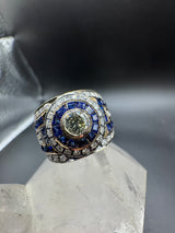 Aufregender Cocktailring in 18 Karat Gelb- & Weißgold mit Saphiren & Brillanten