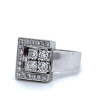 Kantiger Weißgoldring in 18 Karat mit hochfeinen Brillanten TW/VS