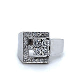 Kantiger Weißgoldring in 18 Karat mit hochfeinen Brillanten TW/VS