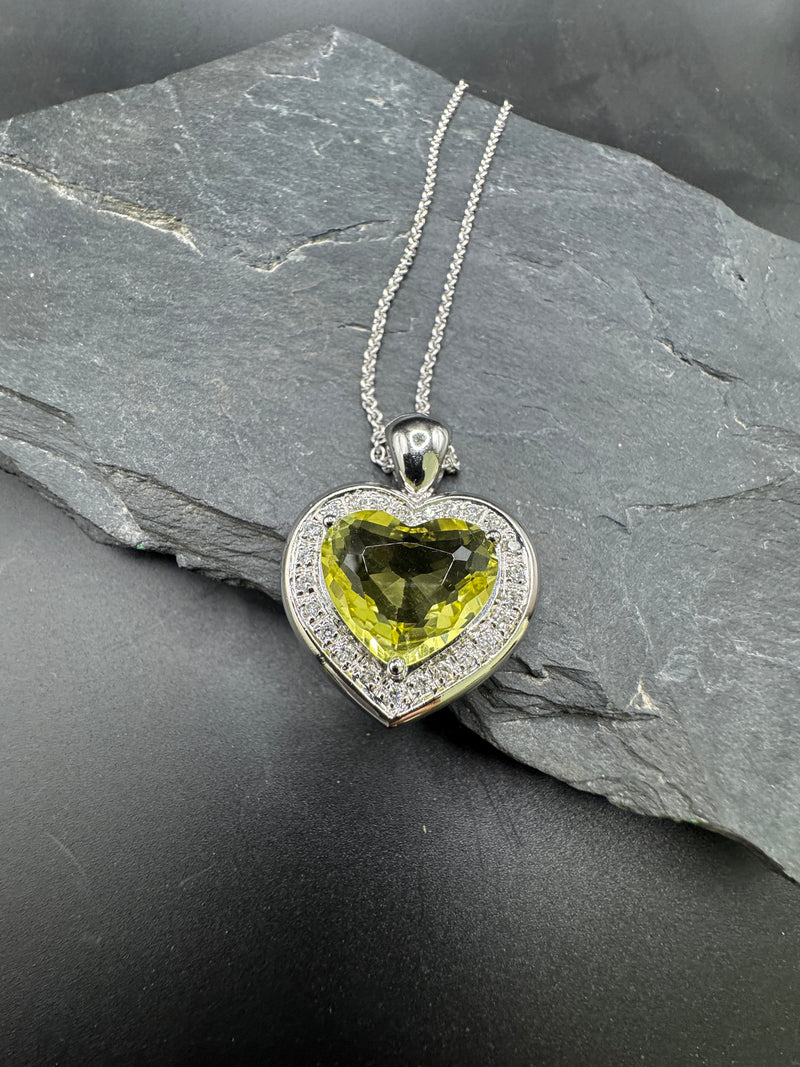 Exclusieve harthanger van 18 karaat met citroenkwarts en diamanten - van Juwelier Hörl