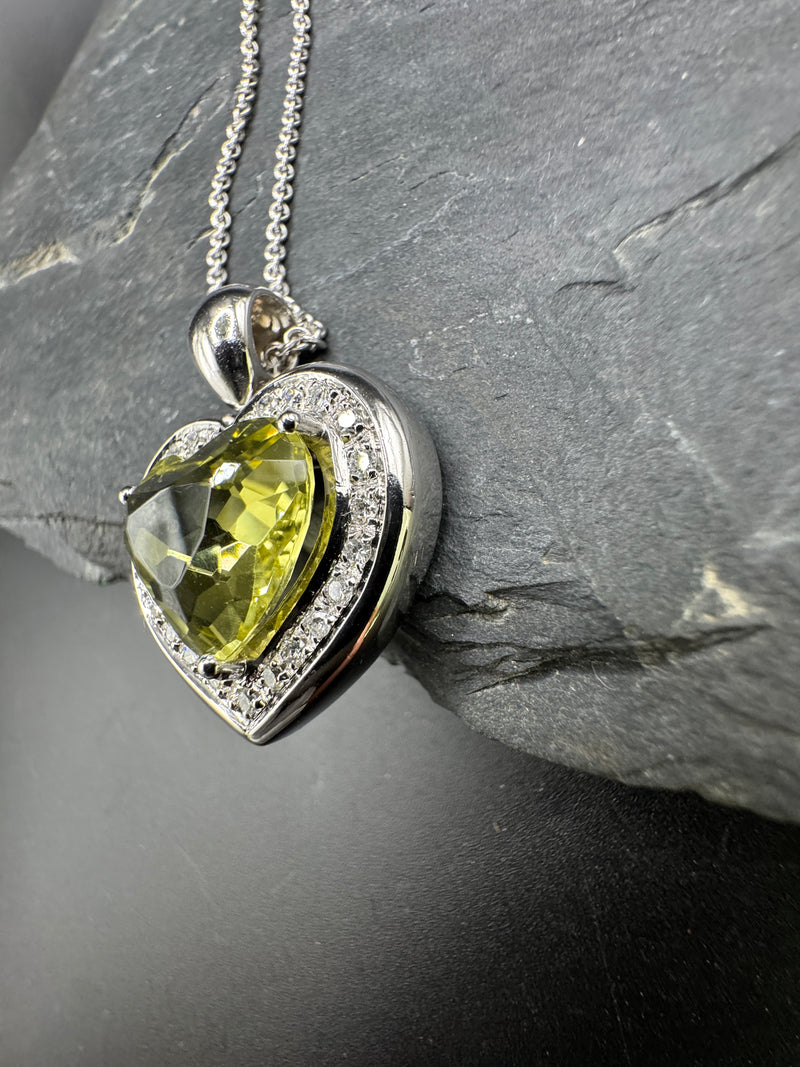 Exclusieve harthanger van 18 karaat met citroenkwarts en diamanten - van Juwelier Hörl