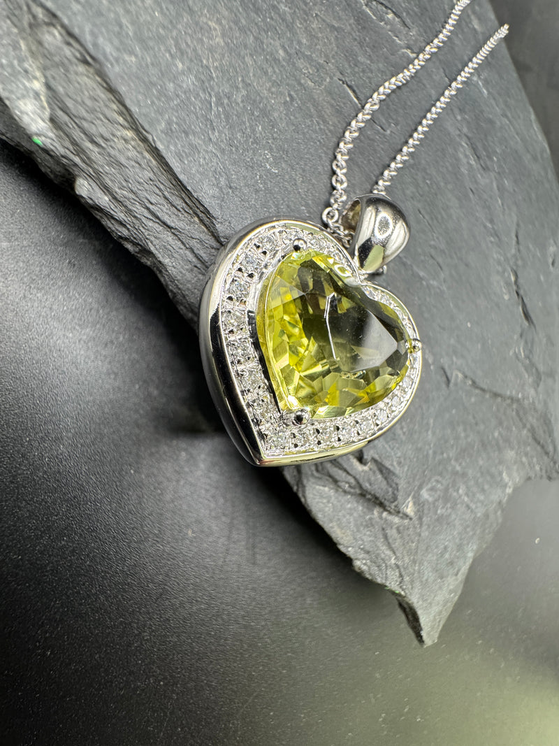 Exclusieve harthanger van 18 karaat met citroenkwarts en diamanten - van Juwelier Hörl