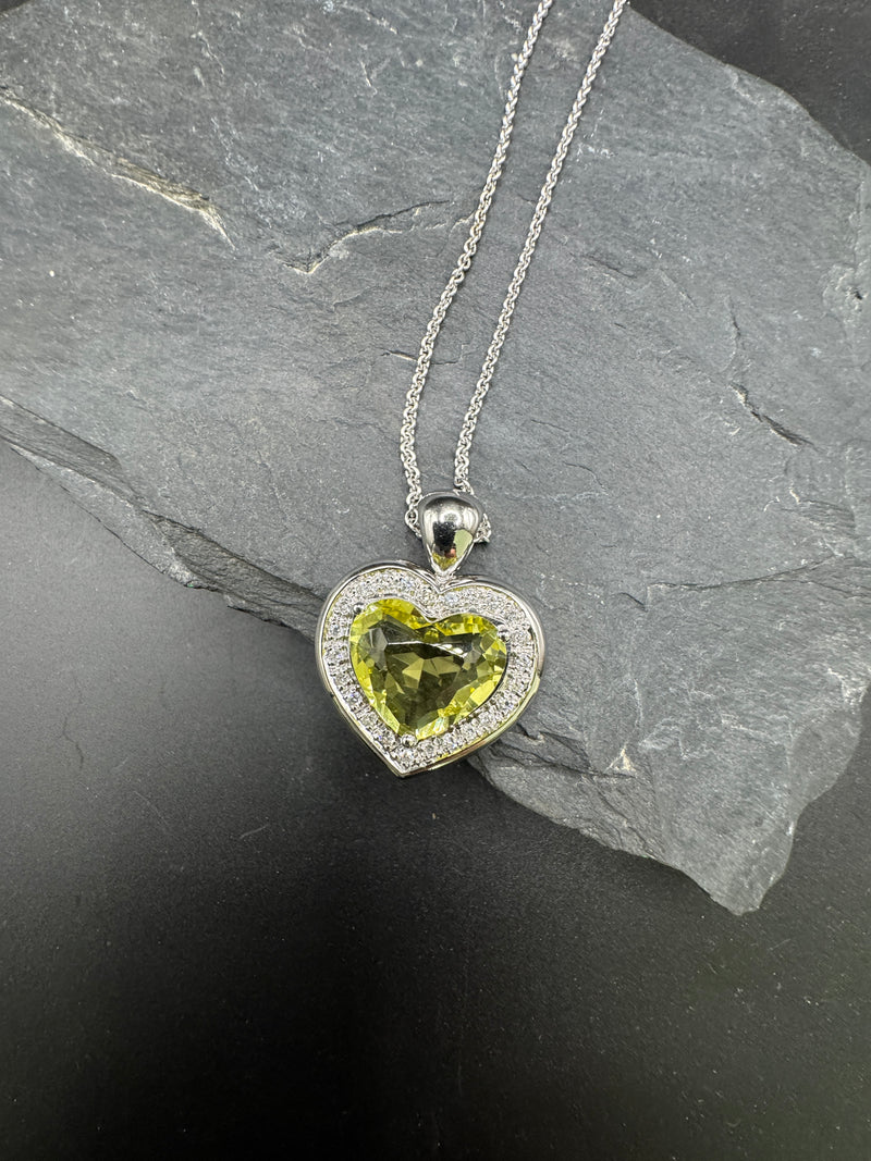 Exclusieve harthanger van 18 karaat met citroenkwarts en diamanten - van Juwelier Hörl
