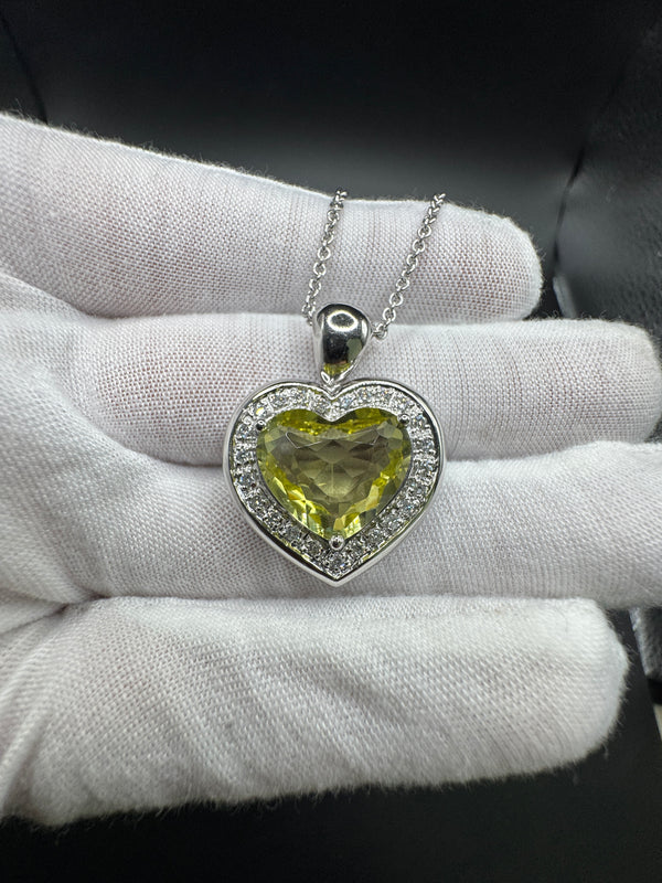 Exclusieve harthanger van 18 karaat met citroenkwarts en diamanten - van Juwelier Hörl