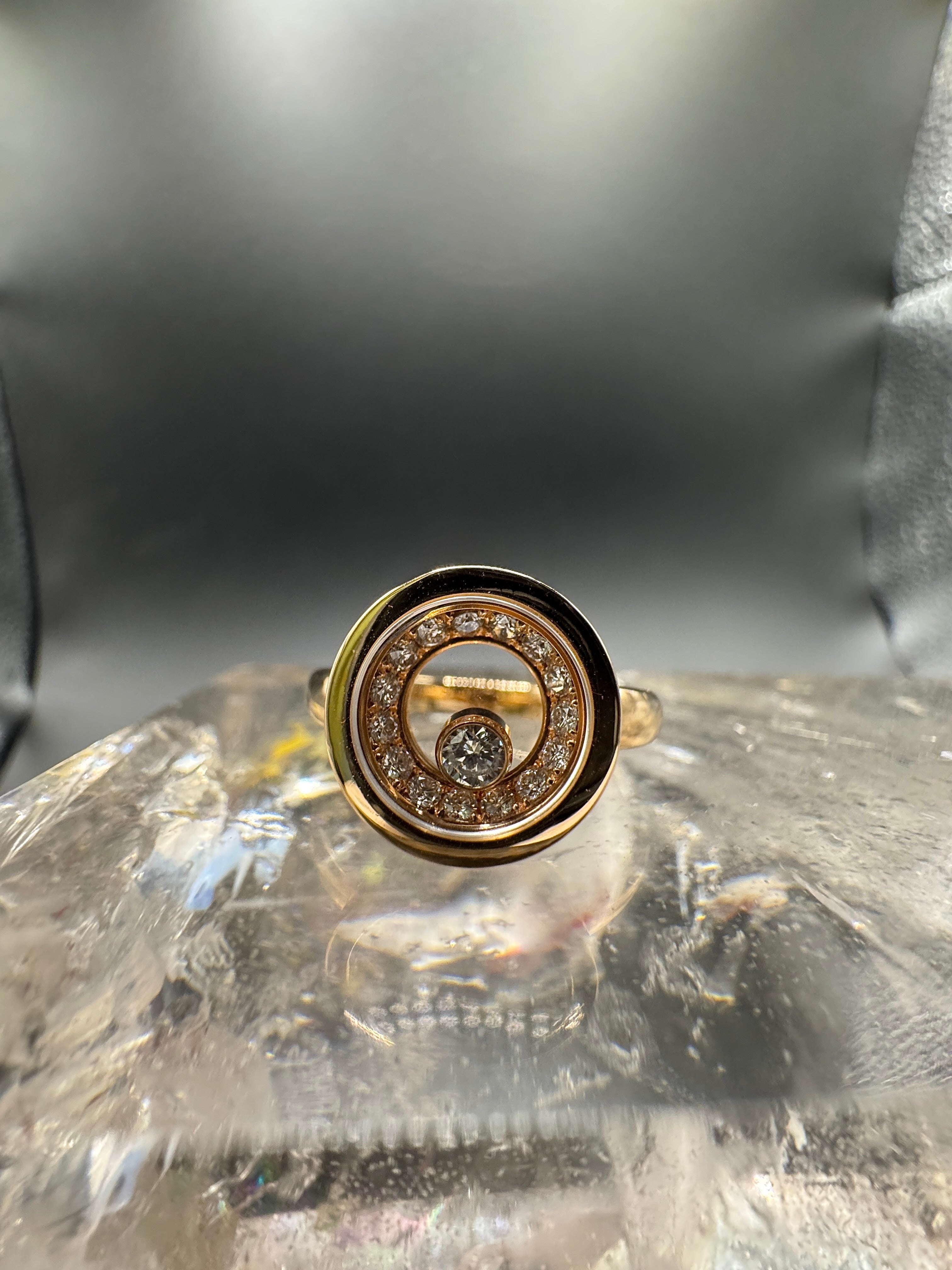 Massiver Chopard Happy Diamond Ring in 18 Karat Roségold