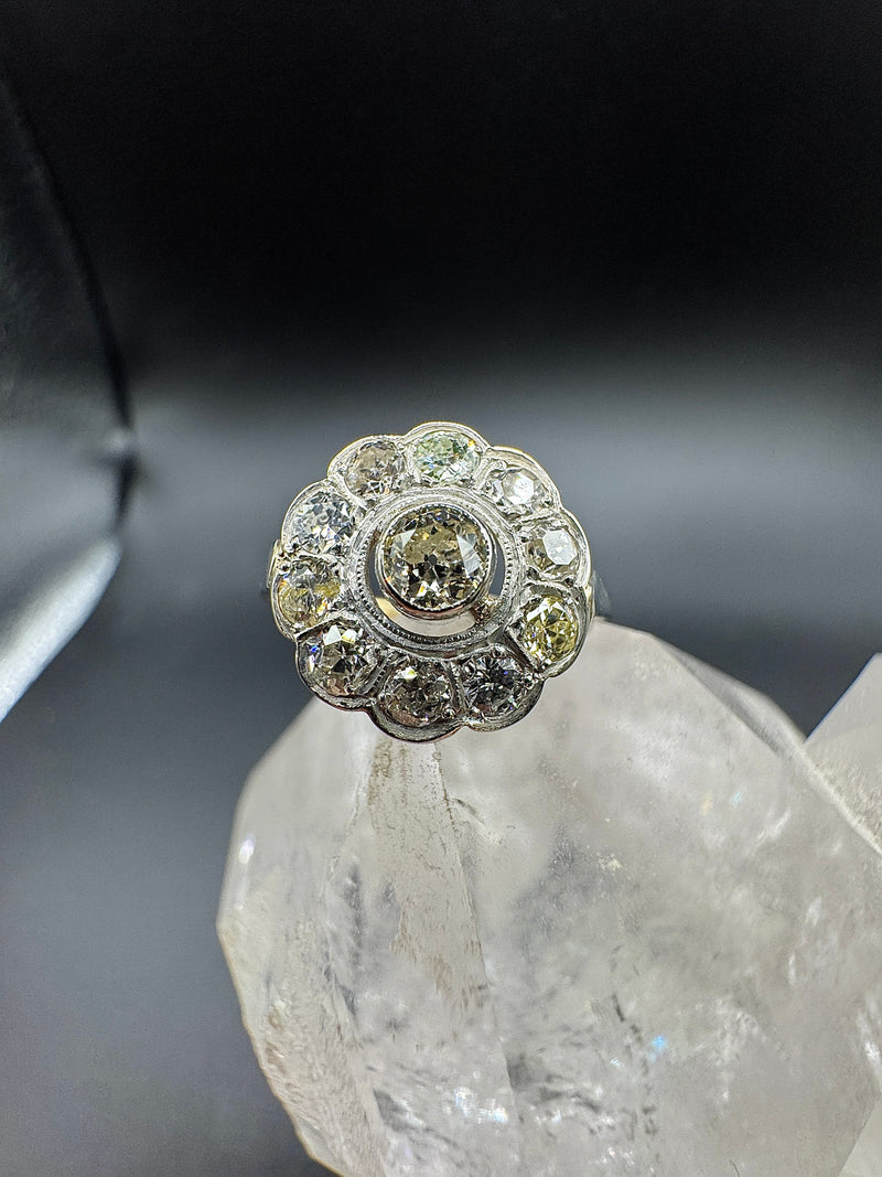 Lebhafter Art-Déco-Ring in 14 Karat Gelb- & Weißgold mit Diamanten | Ringe - Schmuck Schroll