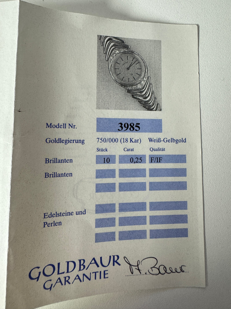 Ausgefallene Goldbaur-Uhr in 18 Karat Gelb- & Weißgold – mit Brillanten