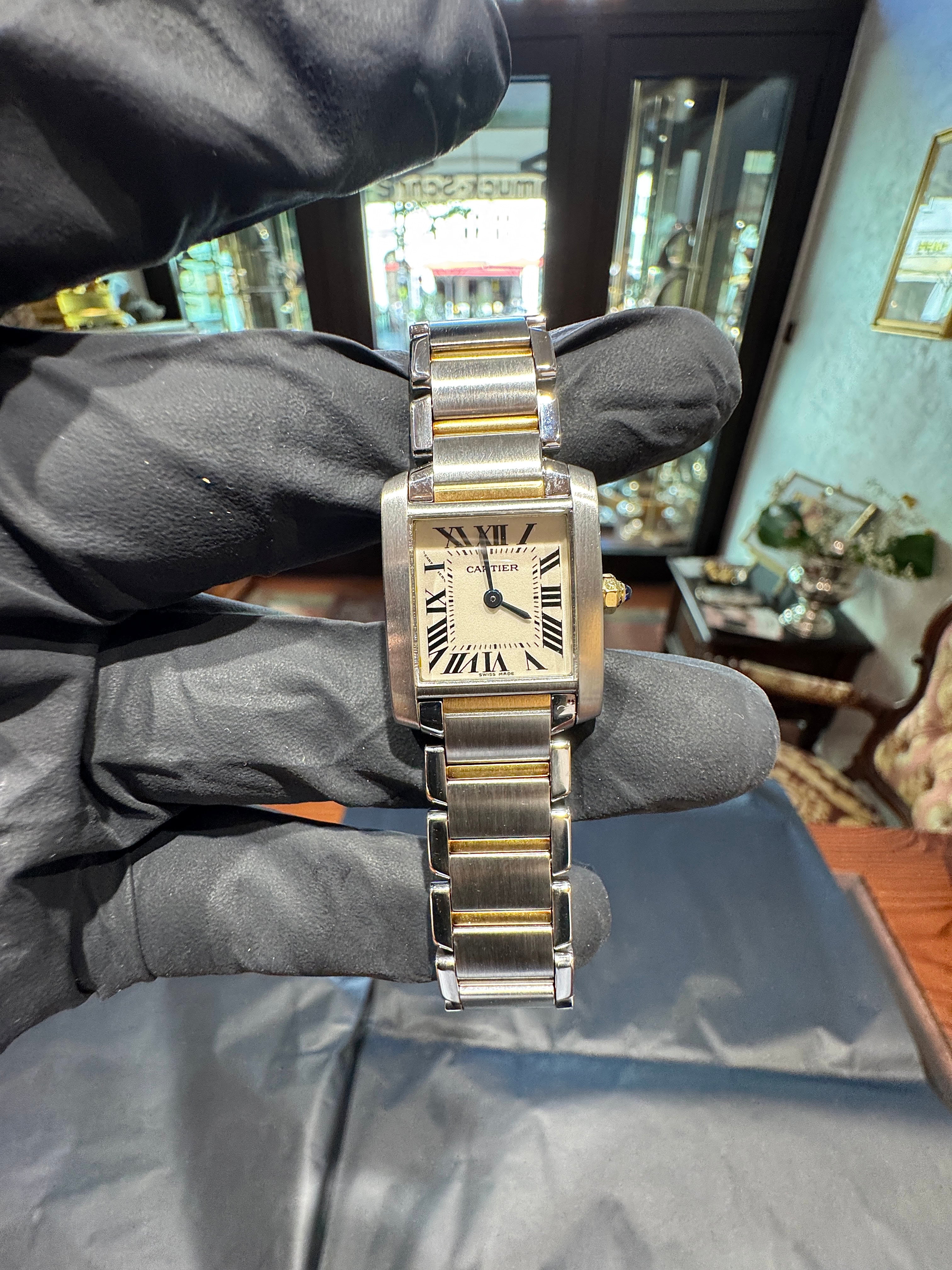 Cartier Tank Française Ref. 2384 Damenuhr in Gold/Stahl