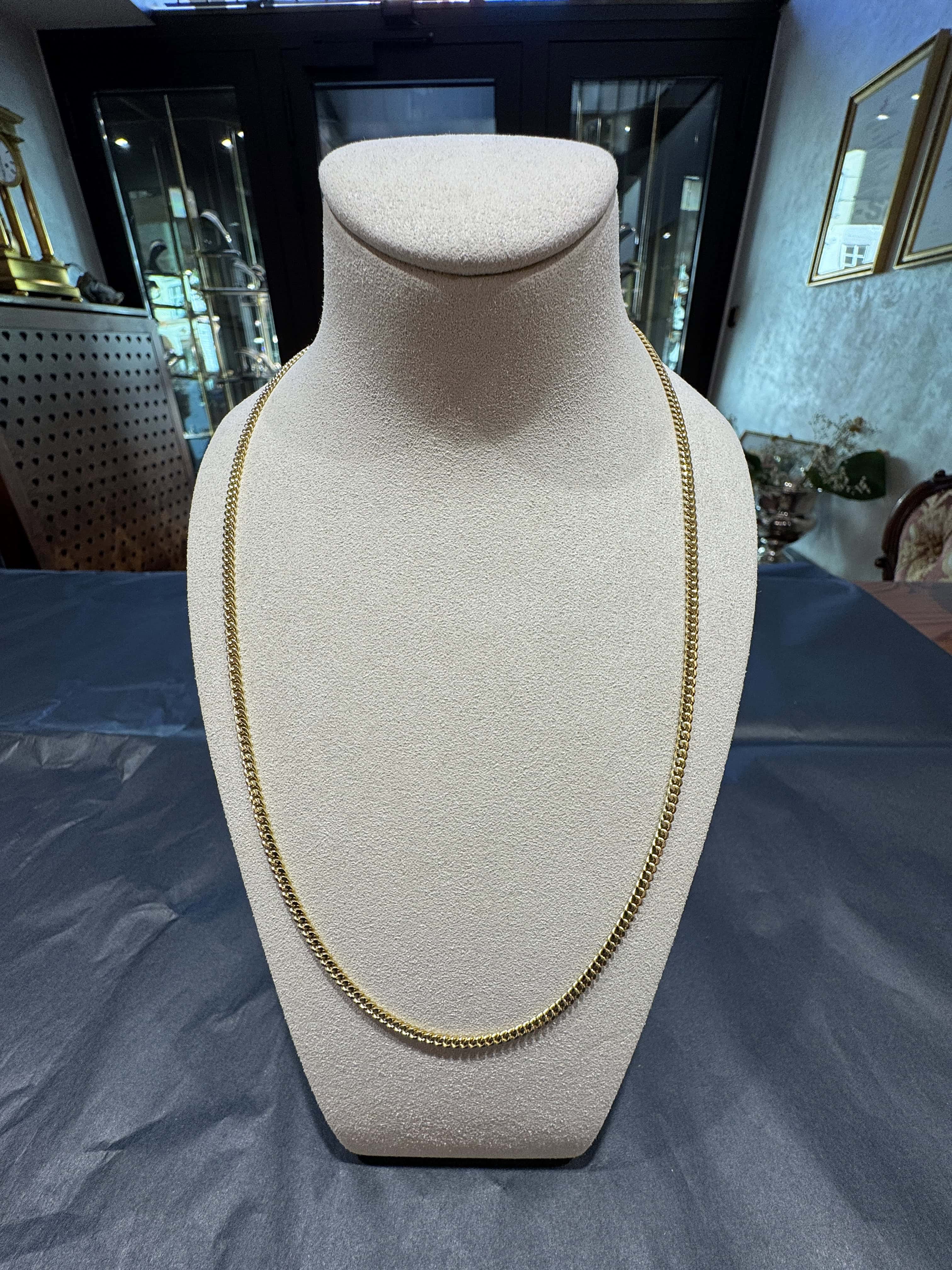 Elegante Panzerkette in 14 Karat Gelbgold mit Karabinerverschluss