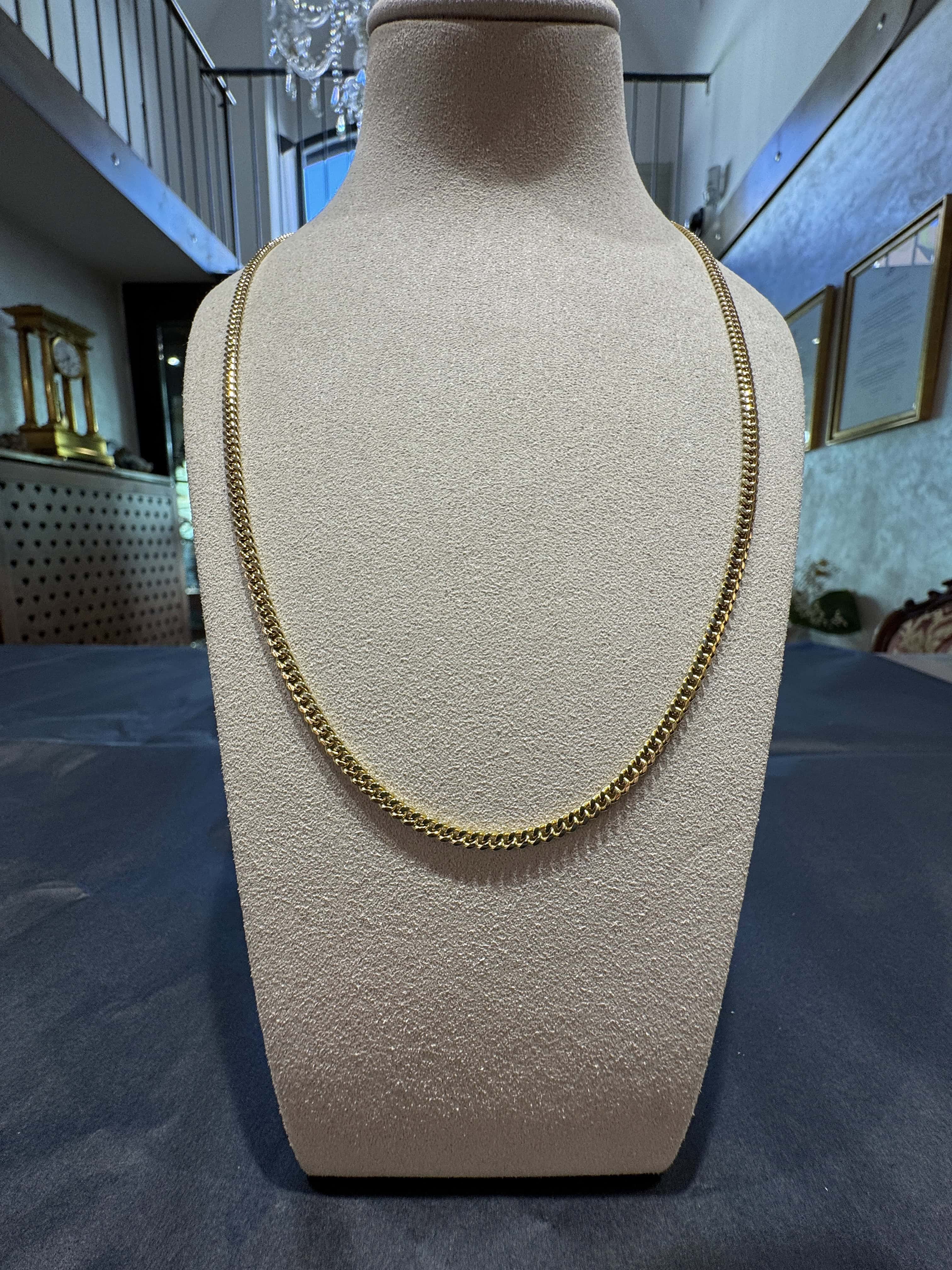 Elegante Panzerkette in 14 Karat Gelbgold mit Karabinerverschluss