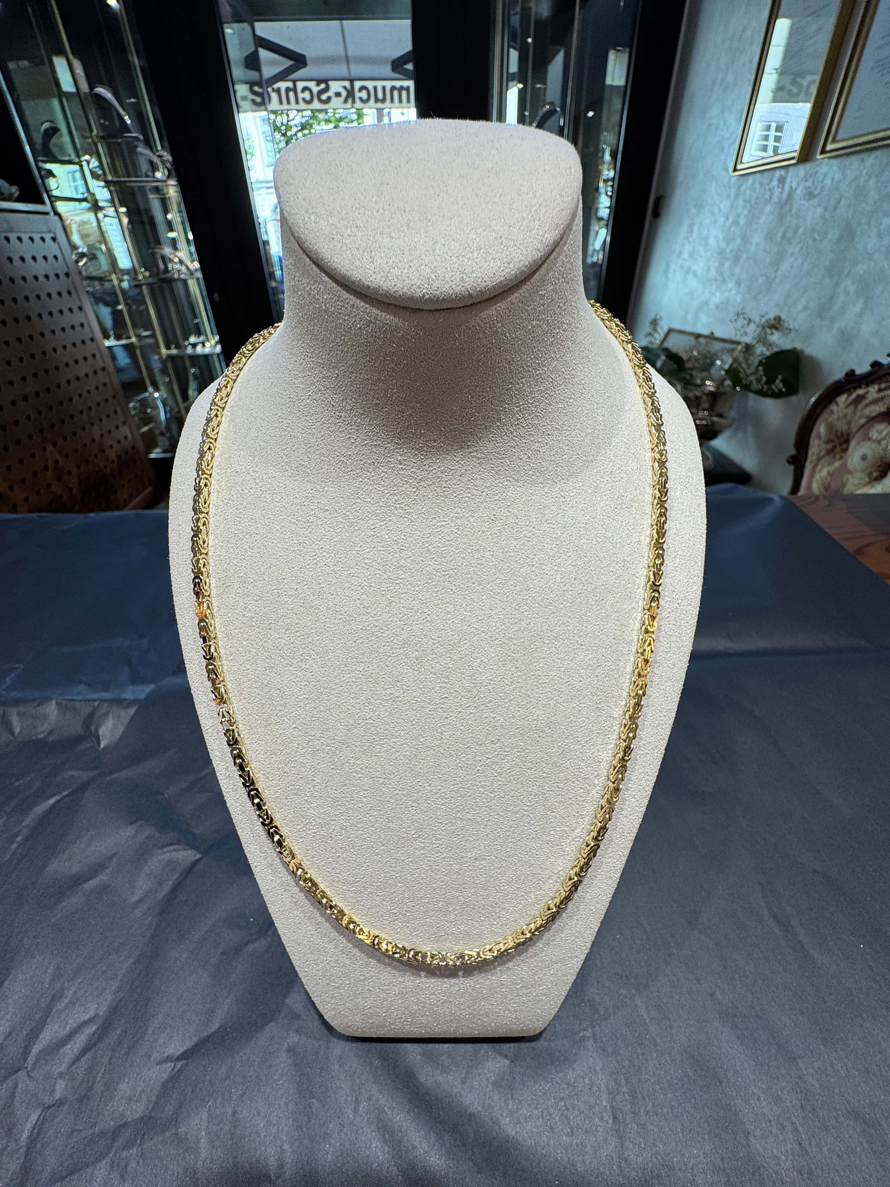 Massive Königskette in 14 Karat Gelbgold mit Karabiner