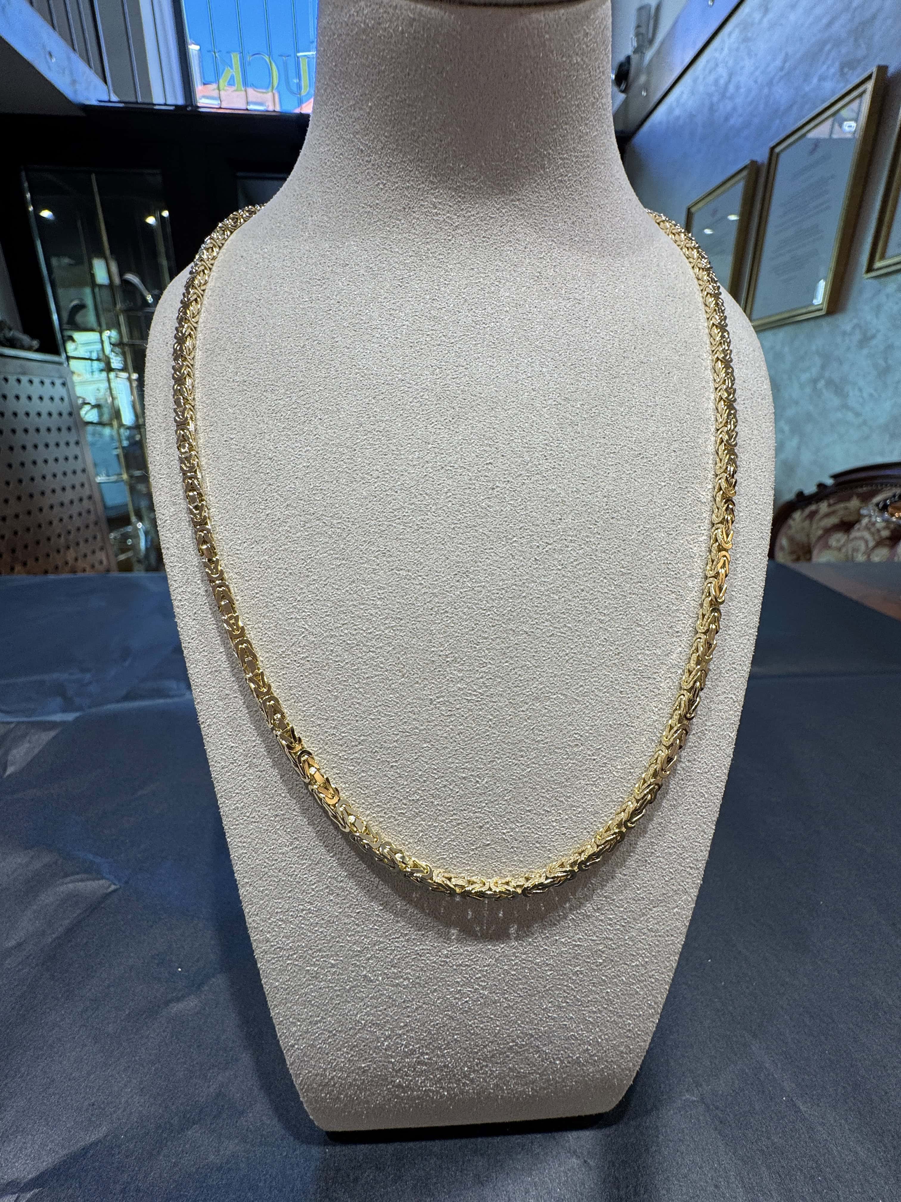 Massive Königskette in 14 Karat Gelbgold mit Karabiner