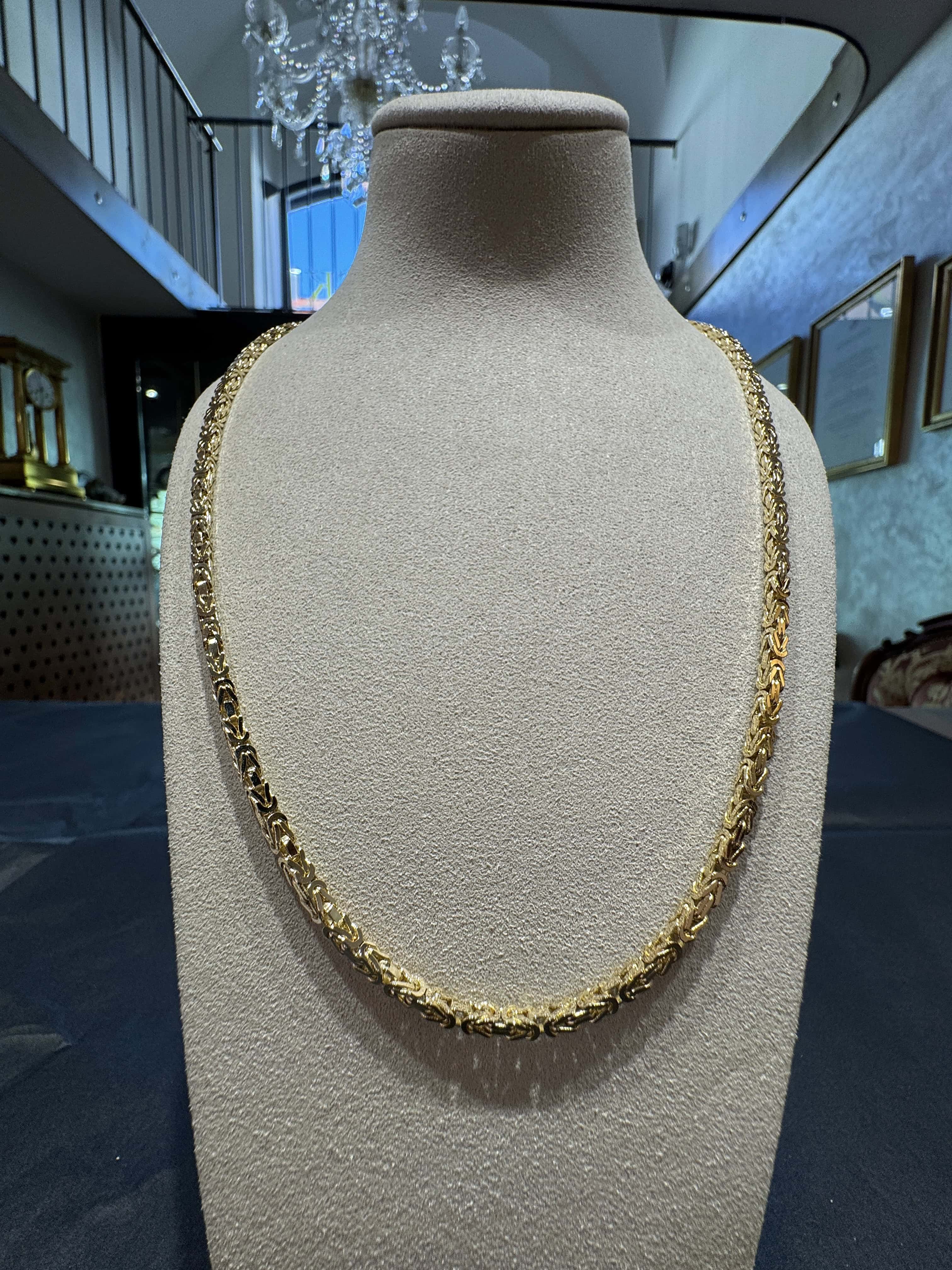 Massive Königskette in 14 Karat Gelbgold mit Karabiner