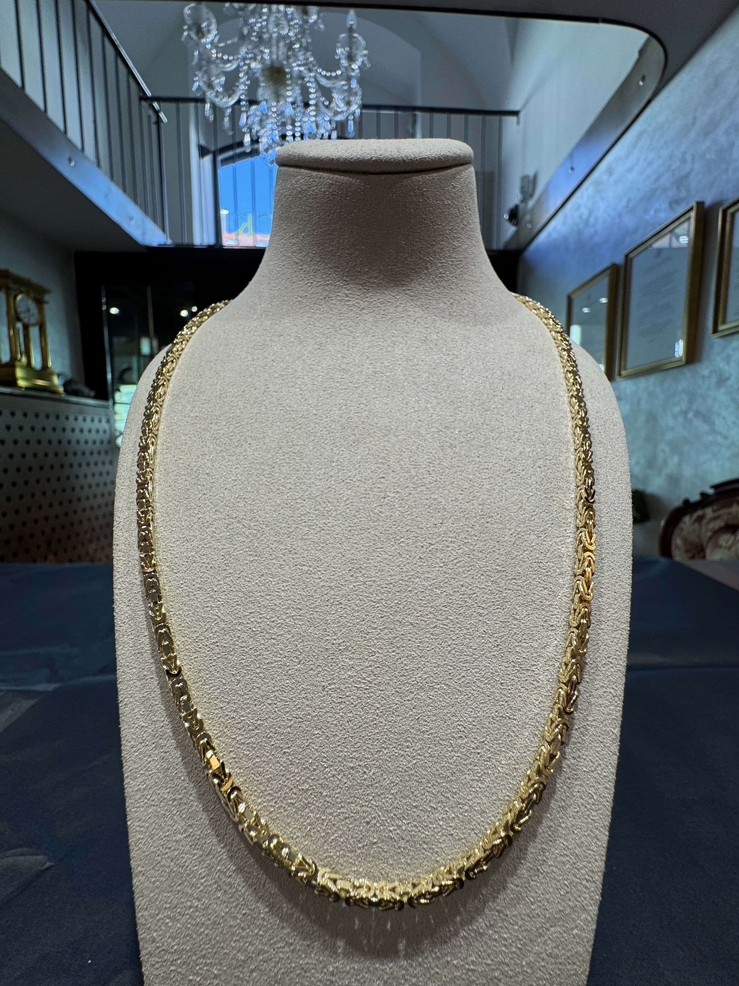 Massive Königskette in 14 Karat Gelbgold mit Karabiner