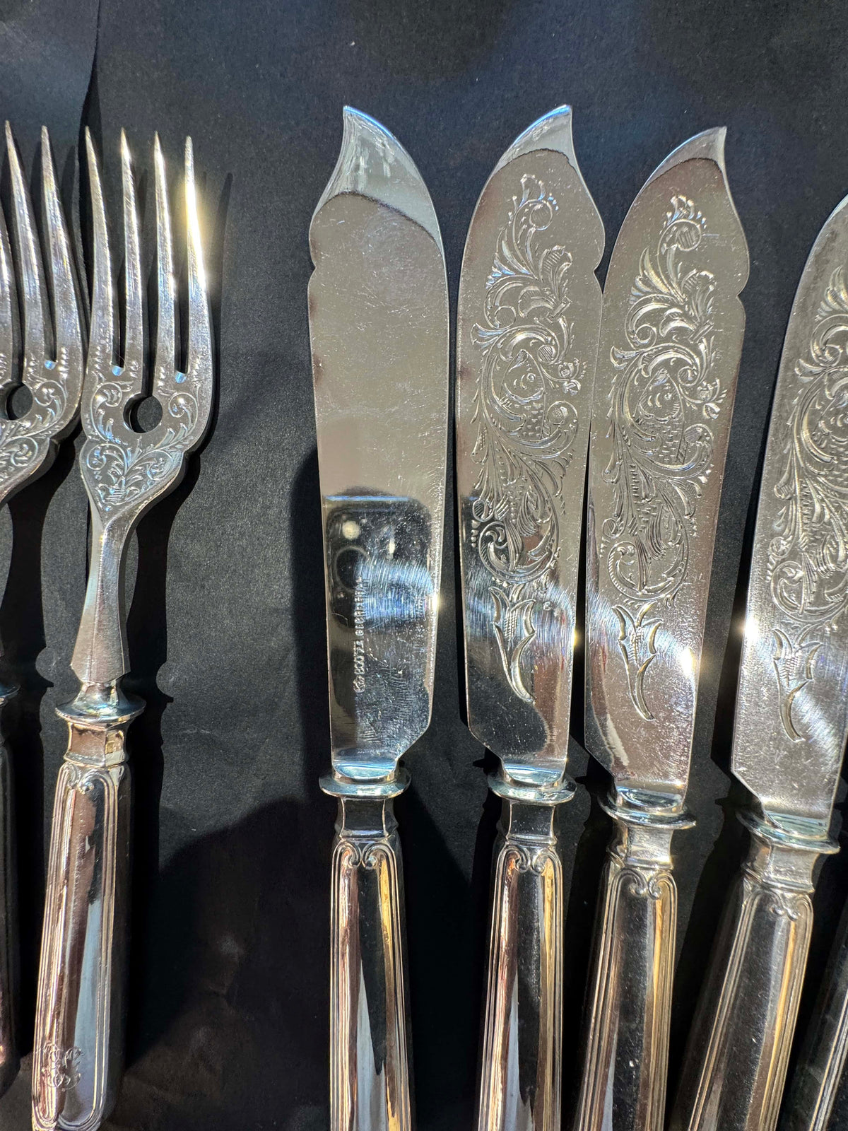 Nobles Koch & Bergfeld Besteckset in 800er Silber mit Feuervergoldung