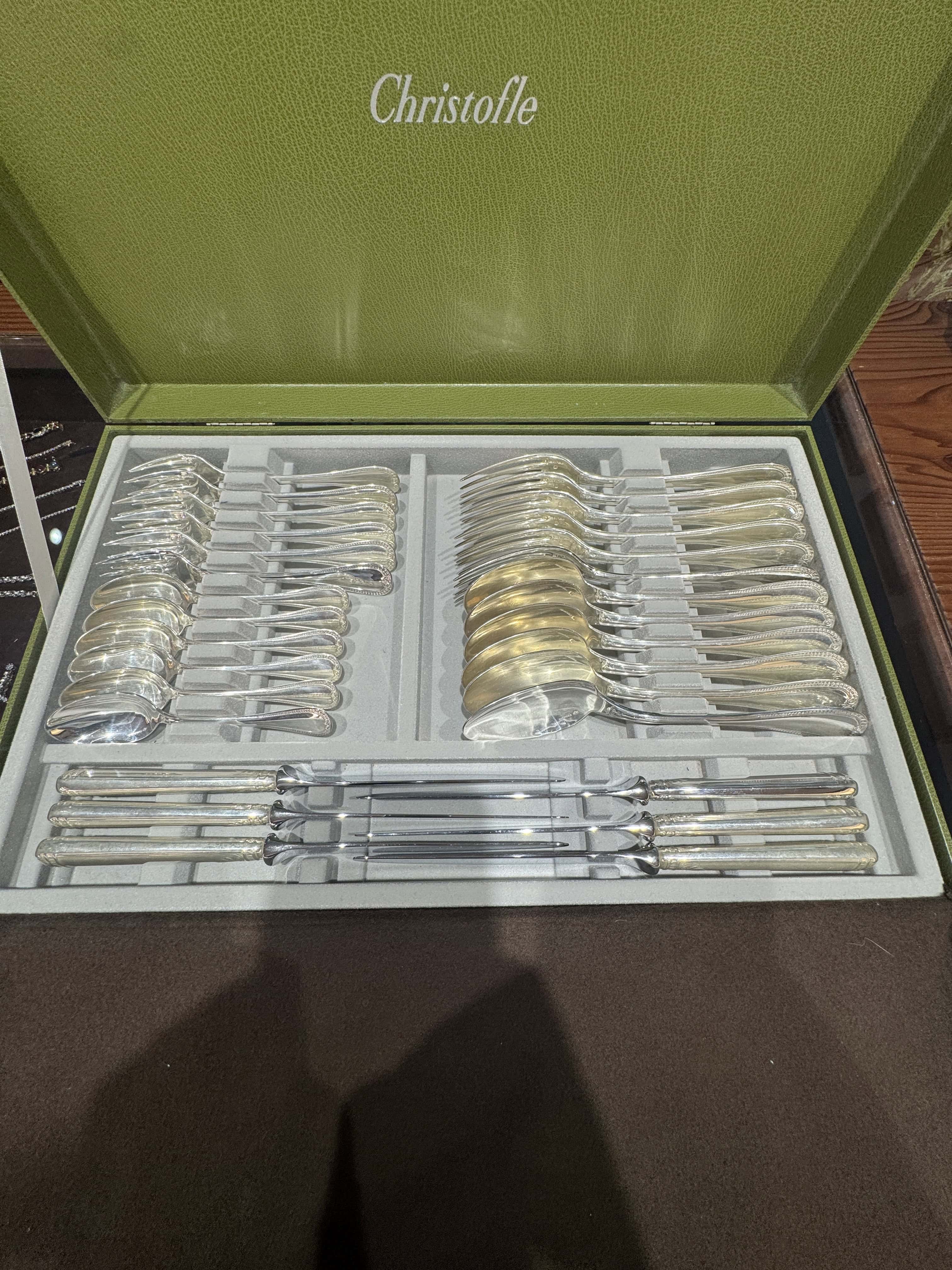 Sterling-Silber-Besteckset von Christofle Malmaison für 6 Personen – 30-teilig mit Koffer