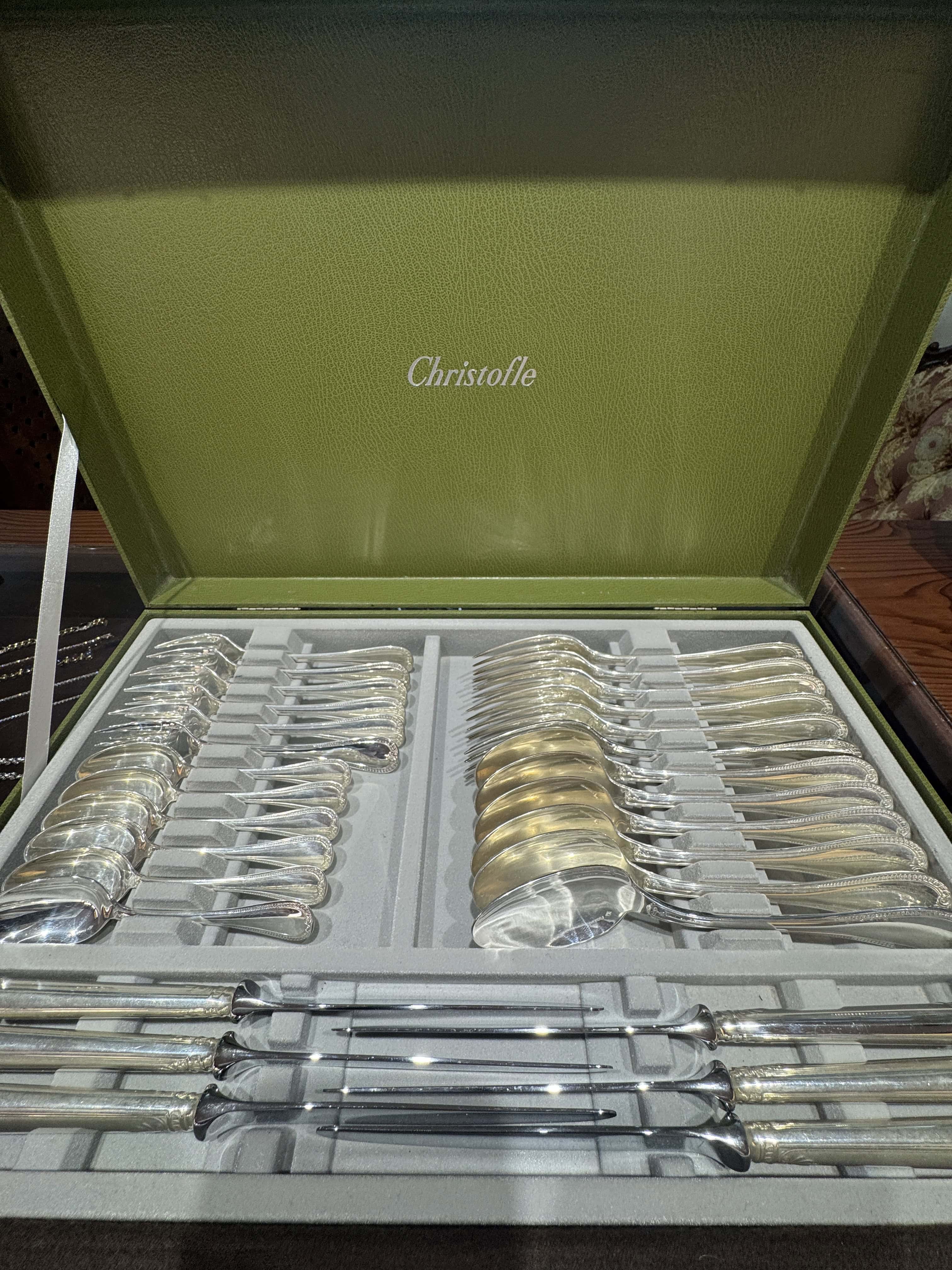 Sterling-Silber-Besteckset von Christofle Malmaison für 6 Personen – 30-teilig mit Koffer