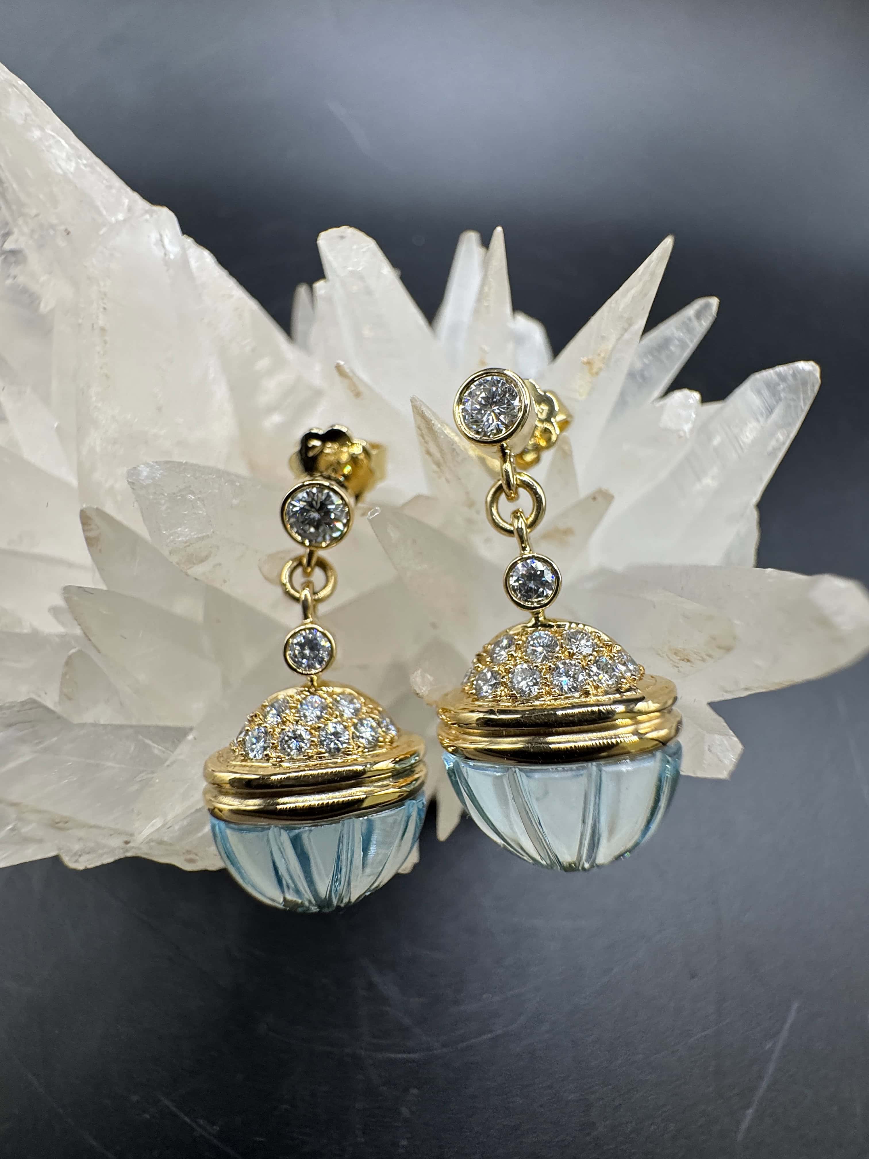 Edle Ohrringe in 18 Karat Gelbgold mit Topas & hochfeinen Brillanten von Lüth Bijoux