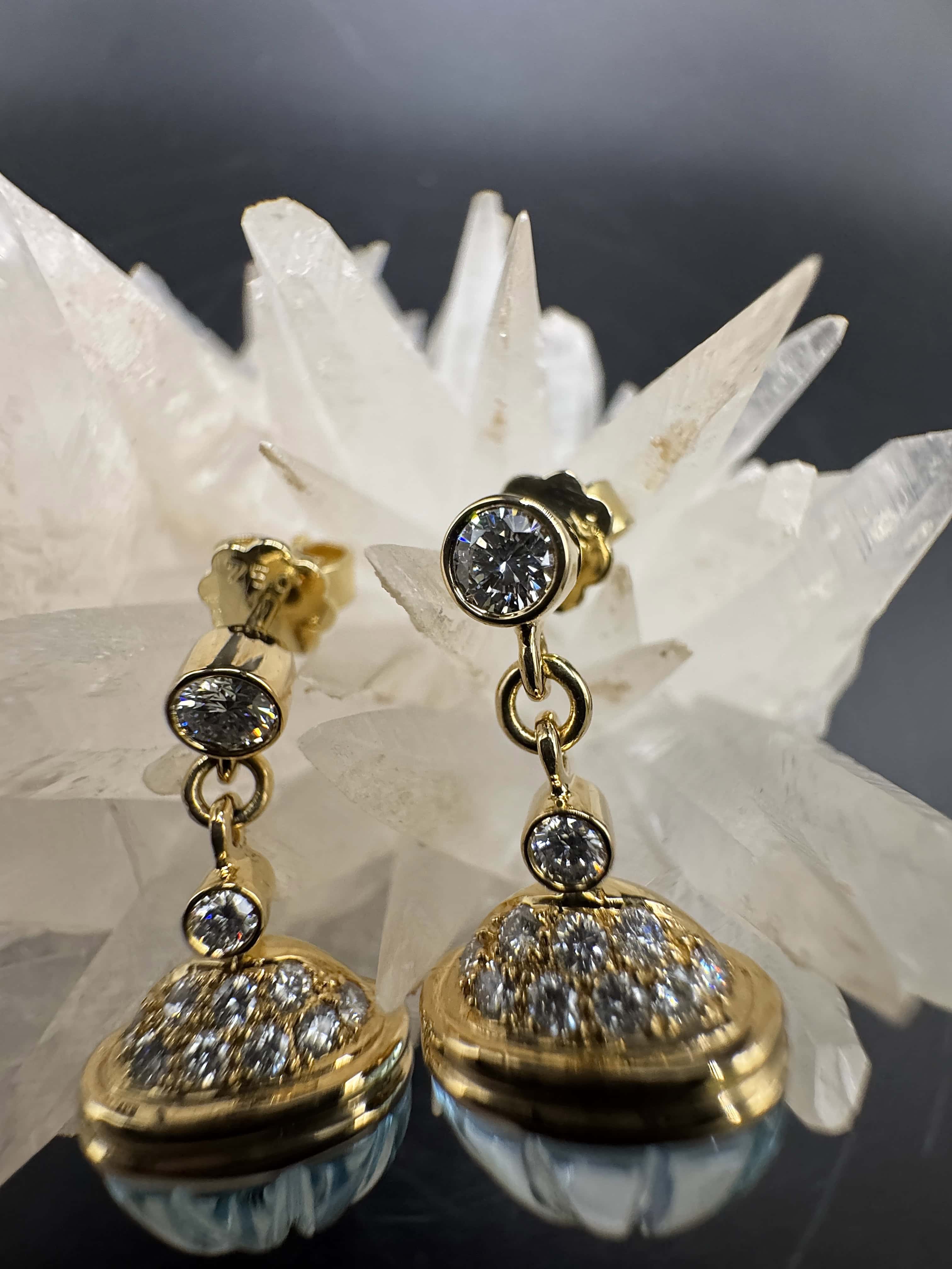 Edle Ohrringe in 18 Karat Gelbgold mit Topas & hochfeinen Brillanten von Lüth Bijoux