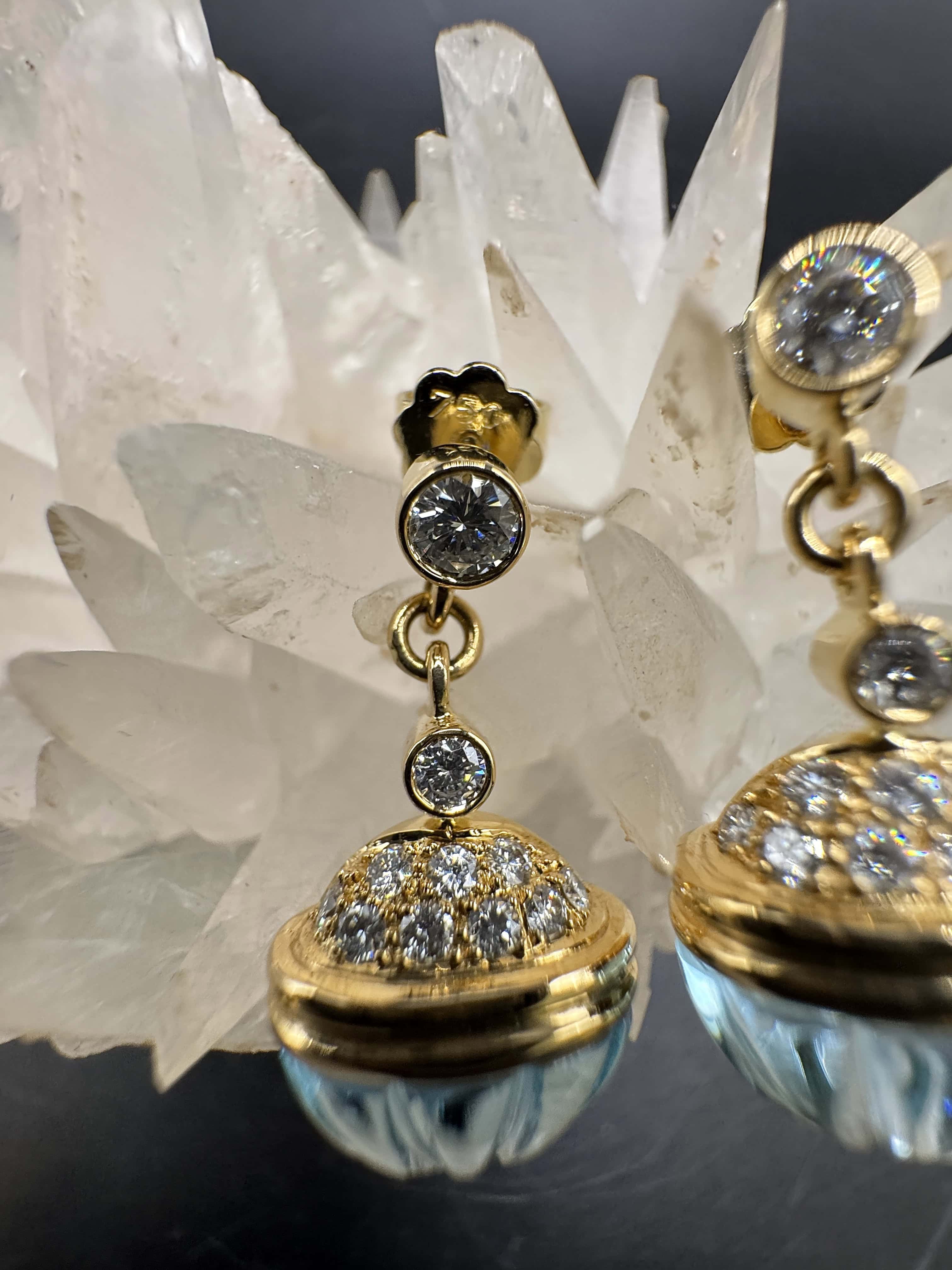 Edle Ohrringe in 18 Karat Gelbgold mit Topas & hochfeinen Brillanten von Lüth Bijoux
