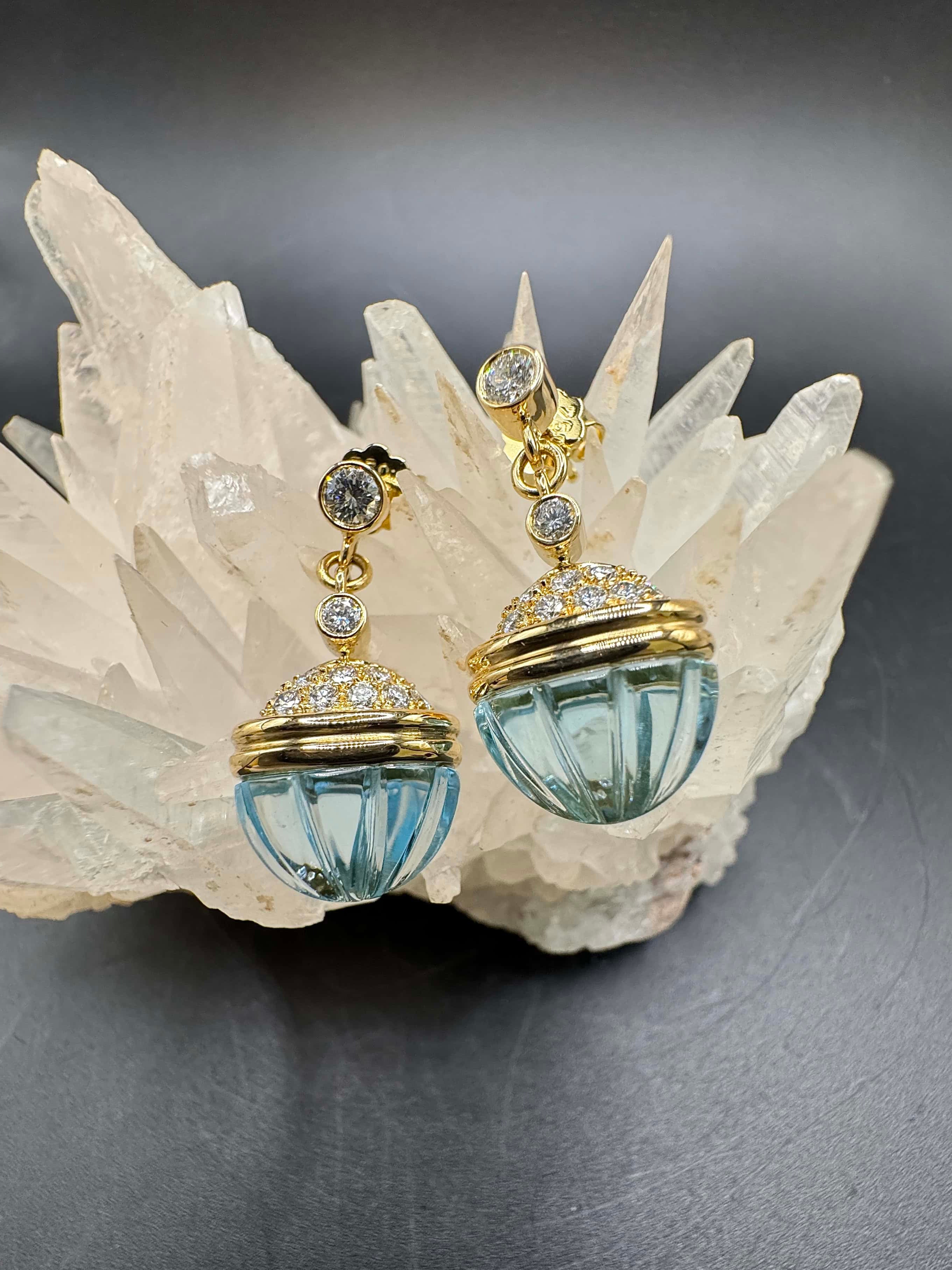 Edle Ohrringe in 18 Karat Gelbgold mit Topas & hochfeinen Brillanten von Lüth Bijoux