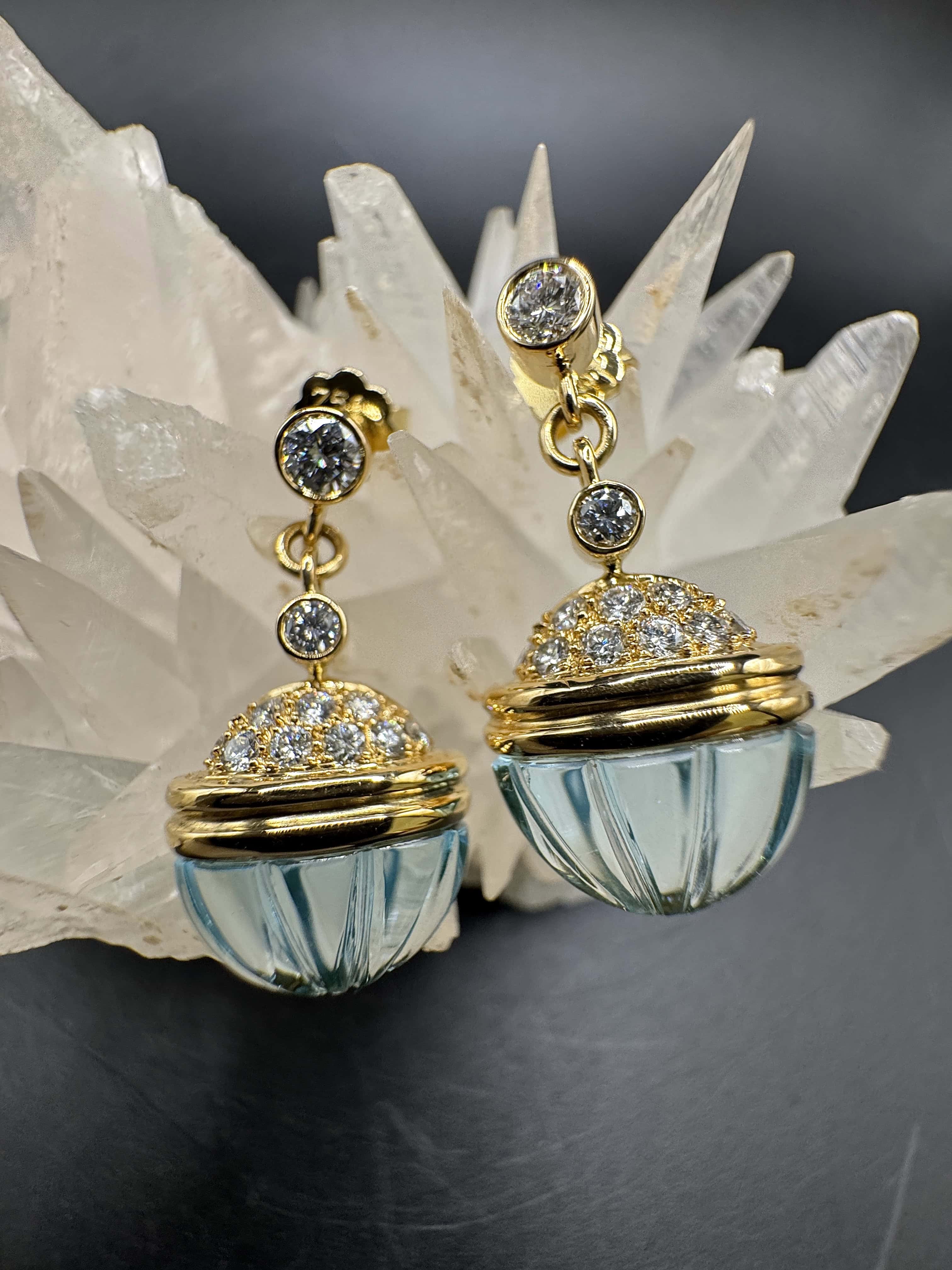 Edle Ohrringe in 18 Karat Gelbgold mit Topas & hochfeinen Brillanten von Lüth Bijoux
