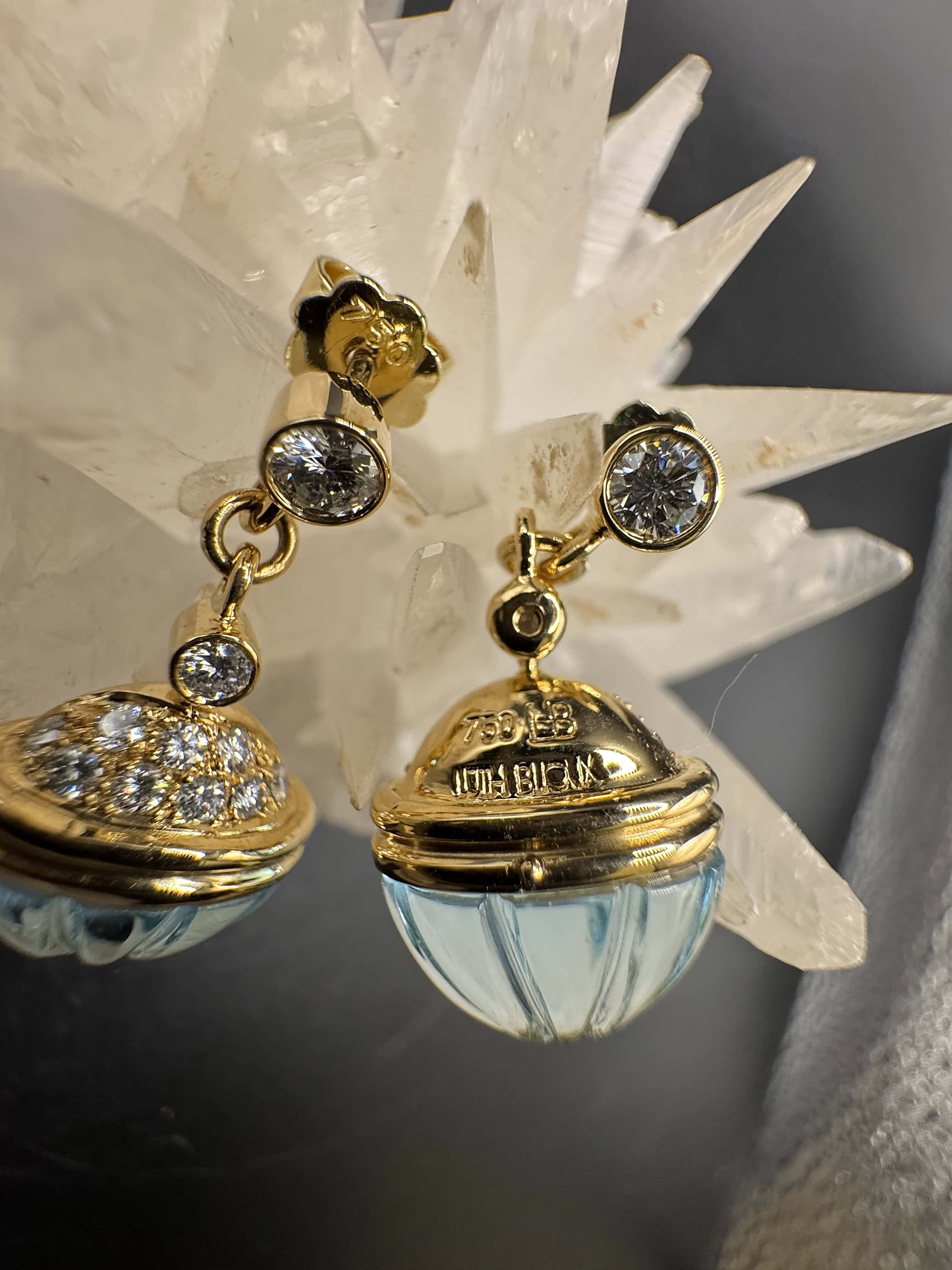 Edle Ohrringe in 18 Karat Gelbgold mit Topas & hochfeinen Brillanten von Lüth Bijoux