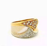 Breiter Bicolor-Ring in 18 Karat Gelb- & Weißgold mit feinen Brillanten