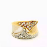 Breiter Bicolor-Ring in 18 Karat Gelb- & Weißgold mit feinen Brillanten