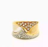 Breiter Bicolor-Ring in 18 Karat Gelb- & Weißgold mit feinen Brillanten