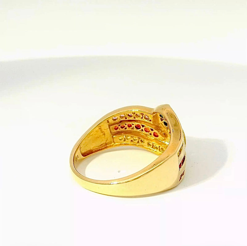 Farbenfroher Ring in 14 Karat Gelbgoldmit Farbsteinen im Wellen-Design
