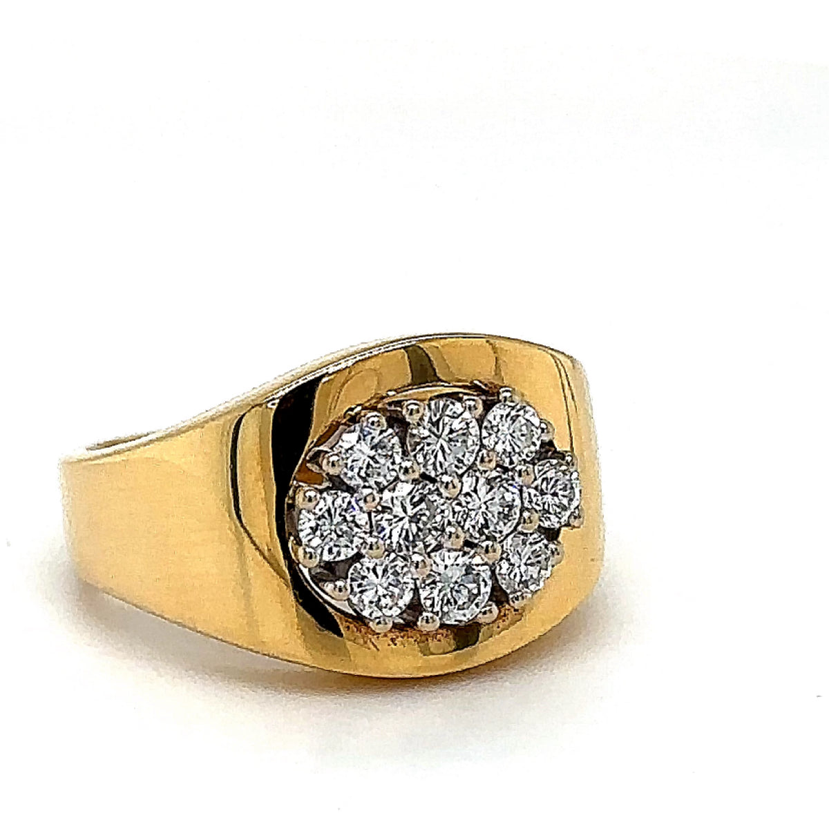 Edele ring in 18 karaat geel- en witgoud met prachtige diamanten - handgemaakt 