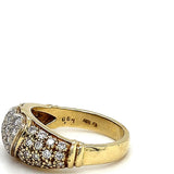 Solid heart ring in 14 carat yellow and white gold with very fine diamonds
