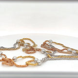 Unusual tricolor (yellow, white, rose) necklace 8 carat gold - 90cm long