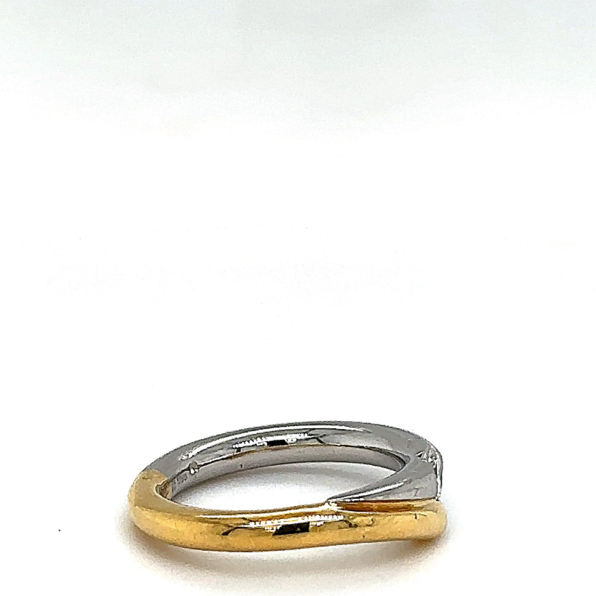 Edele bicolor ring van 18 karaat geelgoud en 950 platina met zeer fijne diamanten - handgemaakt
