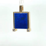 Elegante hanger van 18 karaat geelgoud met fijne lapis lazuli en briljant geslepen diamanten