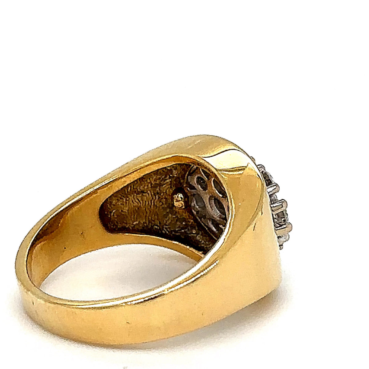 Edele ring in 18 karaat geel- en witgoud met prachtige diamanten - handgemaakt 