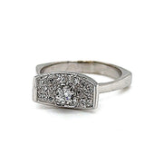 Handmade vintage ring in 14 carat white gold with fine diamonds