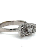 Handmade vintage ring in 14 carat white gold with fine diamonds