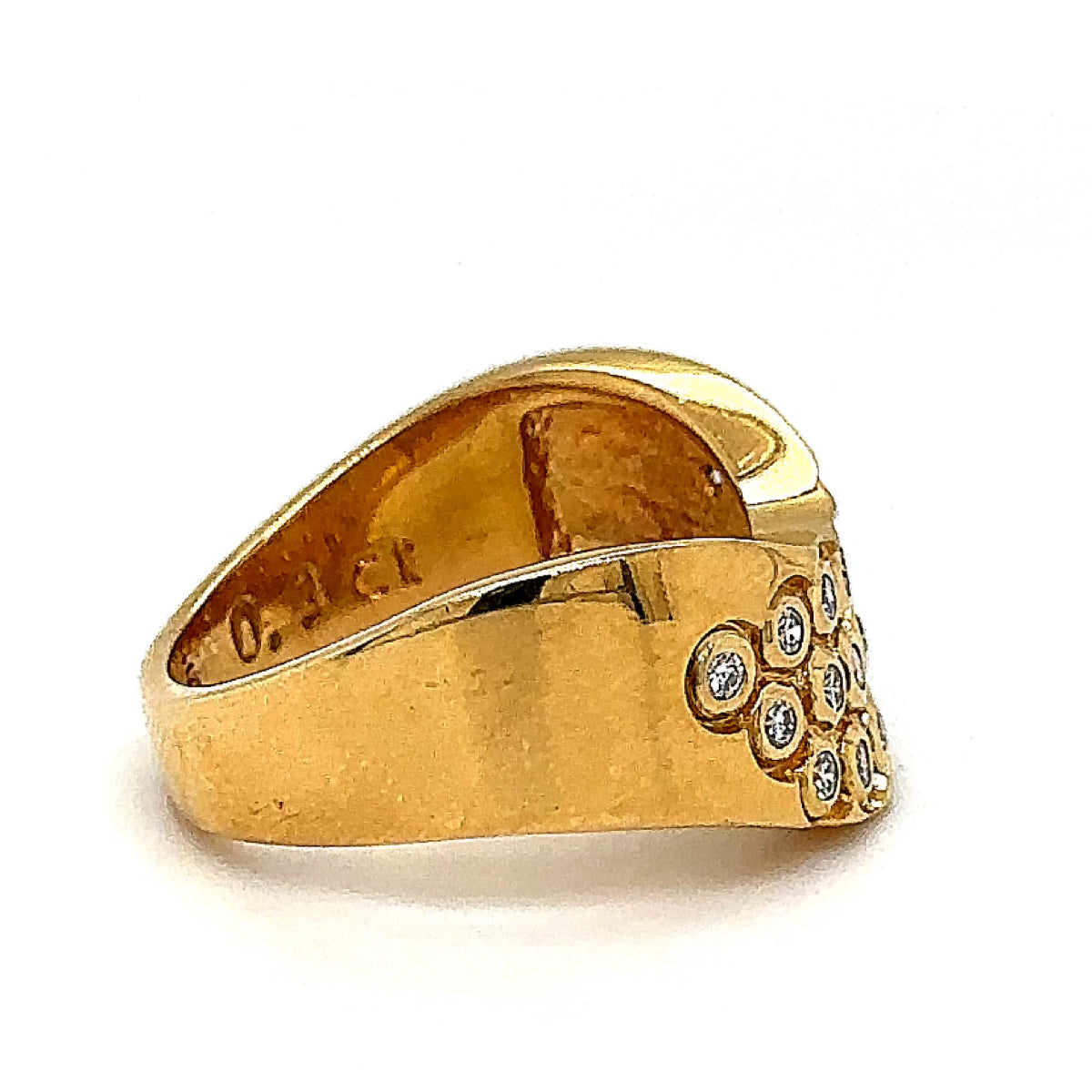 Elegante geelgouden ring van 18 karaat met zeer fijne diamanten