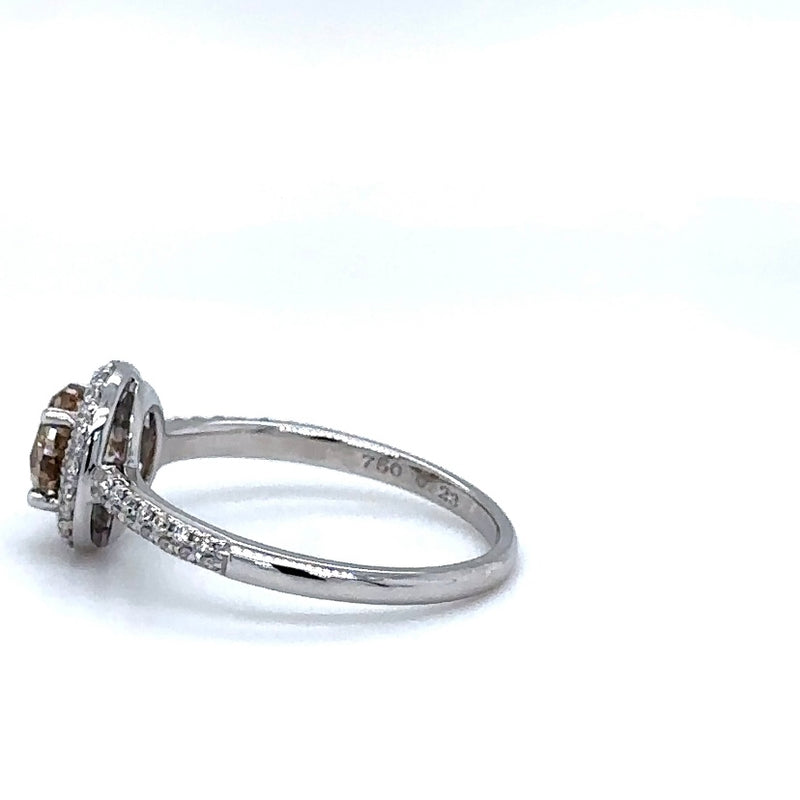 Timeless &amp; modern solitaire ring in 18 carat white gold with fancy brilliant 1.02ct.