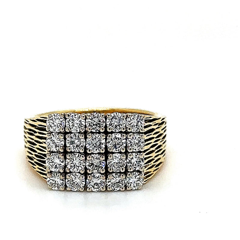 Solid bicolor ring in 18 carat with very fine diamonds - handcrafted by Georg Lauer 