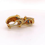 Elegante oorbellen van 14 karaat met briljant geslepen diamanten en oranje en blauwe saffieren