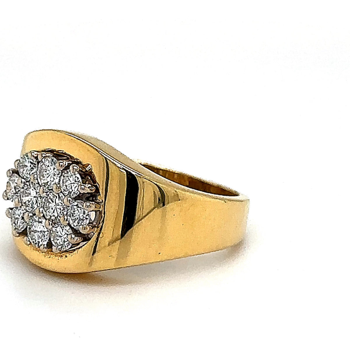 Edele ring in 18 karaat geel- en witgoud met prachtige diamanten - handgemaakt 