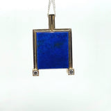 Elegante hanger van 18 karaat geelgoud met fijne lapis lazuli en briljant geslepen diamanten