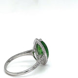Moderne witgouden ring van 18 karaat met zeer fijne tsavoriet en briljant geslepen diamanten