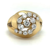 Unieke vintage ring in 18 karaat geelgoud met zeer fijne diamanten 