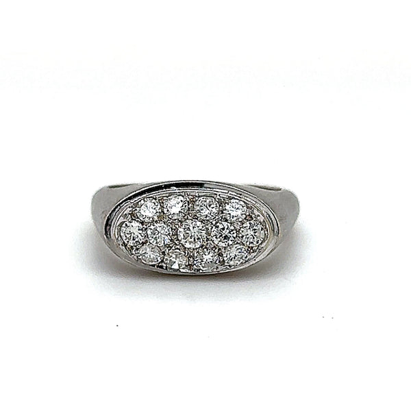 Solid 18 carat white gold ring set with very fine pavé brilliant-cut diamonds