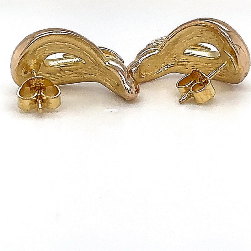 Elegante vintage oorbellen in 14 karaat geelgoud met diamanten 